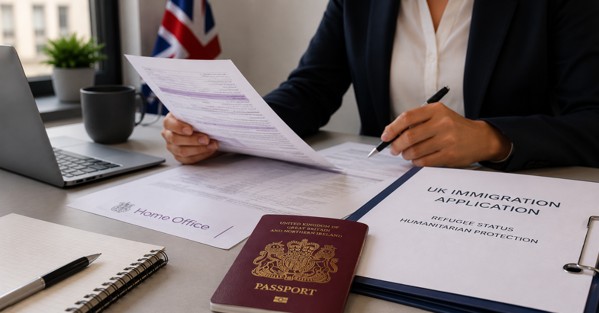 Person reviewing UK immigration and protection documents following changes to refugee leave and settlement rules